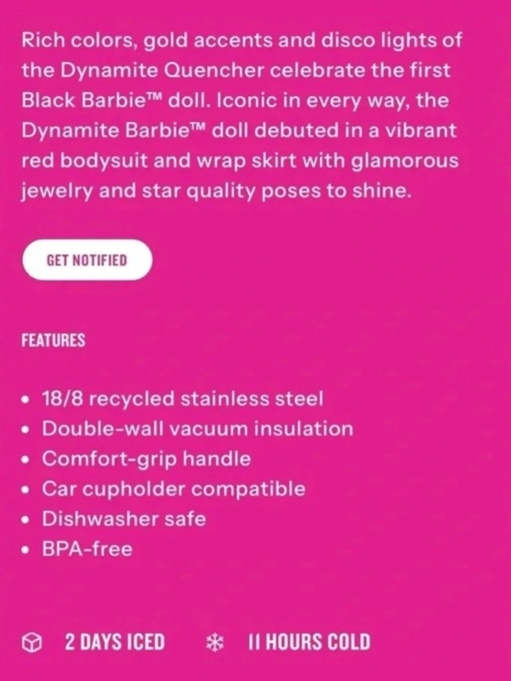Barbie x Stanley 80s Dynamite Barbie 40oz Quencher Tumbler BNIB - Picture 8 of 15